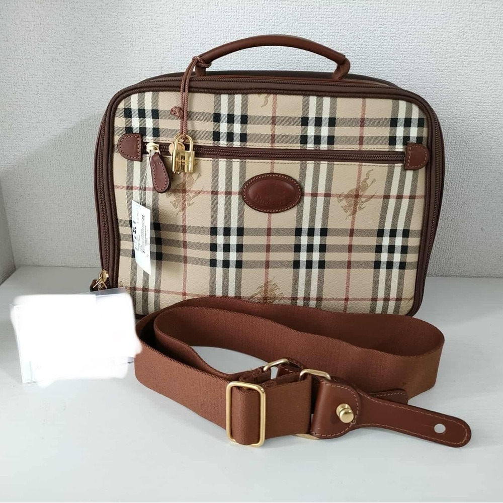 Burberry Tan and Brown Plaid Briefcase
